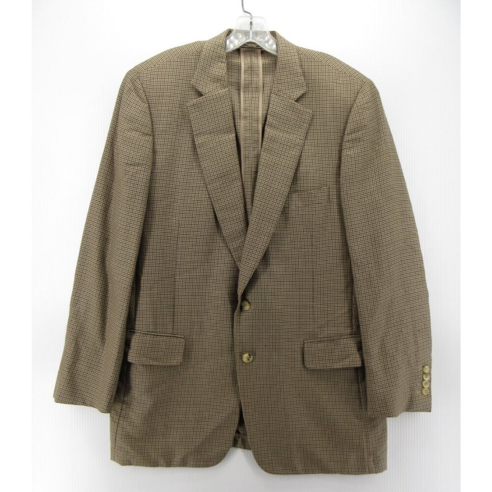Paul Stuart Sport Coat 44 Tall Houndstooth Blazer Silk Wool Unlined